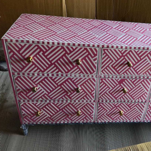 Table à tiroirs unique de United Trade World, hexagone, harmonie, design moderne en os pour le salon, élégance - Product Image 4