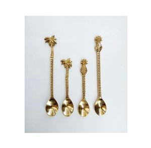Cuillère en laiton Café Dessert Petit Coréen Long Manche pour ananas design Cadeau Thé Cuillère Produits Offre Spéciale - Product Image 4