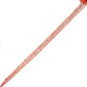 ลูกปัดมูนสโตนสีพีชธรรมชาติ ขนาด 2 มม. ทรงกลมเหลี่ยมเพชรพลอย น้ำหนัก 10 กะรัต ความยาว 12.6 นิ้ว ผลิตโดย Ishu Gems ในแอฟริกาใต้ - Product Image 2