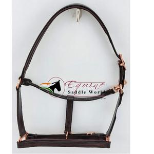 Quincaillerie en or rose de qualité supérieure licou de cheval en cuir véritable haut de gamme avec canal vide sur le nez et la pièce de joue - Product Image 4