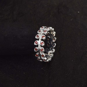 แหวน925ลายใบไม้สีเงินแท้แหวนพลอยโกเมนสีแดงธรรมชาติขายส่งเครื่องประดับคุณภาพดี - Product Image 4