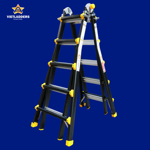 บันไดอลูมิเนียม VIETLADDERS NVLB-44 แบบพับได้ 6 ขั้น รับน้ำหนักได้ 250 ปอนด์ ใช้งานได้หลายตำแหน่ง เหมาะสำหรับใช้ในบ้านและโรงแรม - Product Image 1
