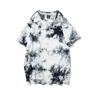 Hoge Kwaliteit Zomer Shorts Mouw 100% Katoen Tie Dye Blad Geborduurde T-shirt Regenboog Custom Label Tie Dye Mannen shirts