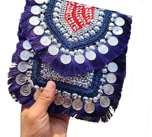 Pochette élégante carrée brodée à la main avec franges, mini sac à main, pochette pour téléphone portable, écologique, durable, capacité jusqu'à 1L - Product Image 2