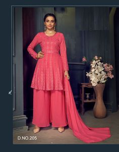 Último indio pakistaní Zaida Anarkali Palazzo Salwar Kameez hermoso bordado fiesta desgaste vestido de mujer bodas fiestas Surat - Product Image 3