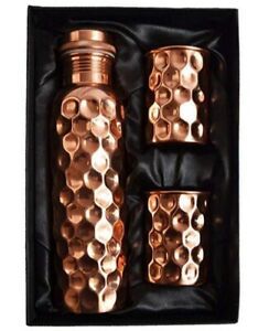Modern Copper Water <b>Bottle</b> for <b>Drinking</b> With Mirror Finished Pure Copper Water <b>Bottle</b> Hammered Copper Modern Luxury - Product Image 3