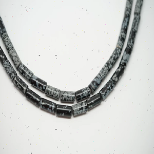 Tube Naturel Cylindre Flocon de Neige Naturel Obsidienne Pierres Tube Perles - Product Image 3
