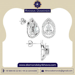 Elegantes y lujosos pendientes de diamantes de oro blanco de 10 quilates, accesorio de joyería pura - Product Image 3