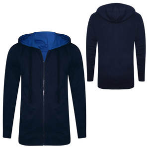 Sudadera con capucha y cremallera de diseño personalizado de alta calidad para hombre con forro en contraste - Product Image 3