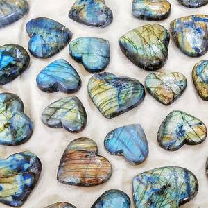 Pendentif en cristaux de labradorite brute, pierre en forme de cœur, accessoire de bricolage, en vrac, cabochon, - Product Image 6