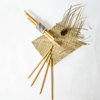 Ensemble de pailles en bambou bio avec anneau de serviette en Pandanus |   Pailles à boire 100% naturelles et durables pour les accessoires de bar de voyage modernes