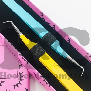 Top vente pince à cils pointe argentée poignée en diamant personnalisé 90 degrés extension de cils pince à épiler marque privée Logo vison - Product Image 5