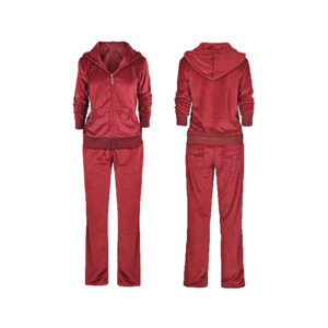 Chándal de terciopelo personalizable de 2 piezas para mujer, Sudadera con capucha y cremallera, chándal activo - Product Image 3