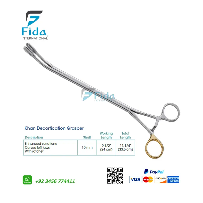 卸売FIDA胸椎鏡検査器具NEW Khan Decortication Grasper VATS Instruments高品質のロボクトミー工場価格