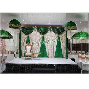 Décoration de fond de scène parfaite pour la cérémonie du Mehndi, thème pakistanais, mariage, scène brodée, fond de scène musulman pour la cérémonie de Walima - Product Image 1