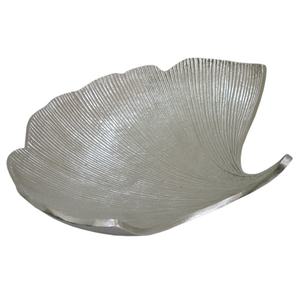 Juego de alta calidad, 2 elegantes bandejas de plata para servir, forma de hoja de aluminio hecha a mano, elegante diseño niquelado, servicio decorativo - Product Image 2