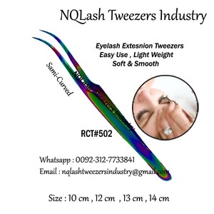 Fabricant de pinces à cils incurvées Pince à épiler pour extension de cils en acier inoxydable Pince à cils pointu multicolore Logo personnalisé - Product Image 1