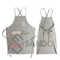 Venta al por mayor de ropa de trabajo vaquera con logotipo personalizado, delantales impermeables de algodón para limpieza de cocina, peluquería para cafetería, restaurante, algodón