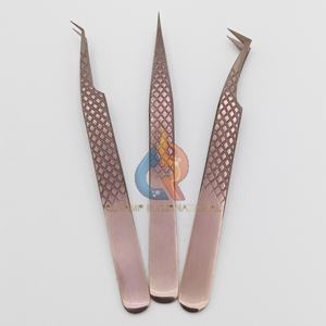 แหนบถอนขนตาแบบสแตนเลส45องศาสีโรสโกลด์ที่ยั่งยืนสำหรับการต่อขนตาเพิ่มวอลลุ่ม - Product Image 1