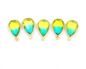 925 conector de bisel cuarzo Natural Multi piedra preciosa hecha a mano forma de pera bisel de fianza único chapado en oro joyería de Metal CZ hallazgos - Product Image 6