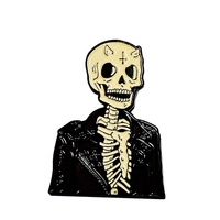 Custom Uitstekende Ontwerp Ambachten Wit En Zwart Menselijk Skelet Zwart Nikkel Zacht Email Revers Pin