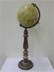 Globo de mesa náutica con bola amarilla, mapa del mundo de escritorio, Base de madera giratoria para decoración de oficina y escuela, producto de Geografía - Product Image 2