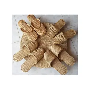 Slip On Estate Naturale Tessuto di paglia rattan scarpe pantofola estate 2020-Cannucce abbastanza slipper per l'estate (00845871760963)