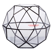 Dôme de verre artistique moderne fait à la main, dispositif en verre créatif, Terrarium triangle pentagone mélange à 32 côtés, support de plantes aérienne succulentes d'intérieur