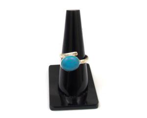 Anillo de Joyería con Piedras Preciosas Naturales Multicolores, Forma Ovalada Turquesa, Chapado en Plata, Hecho a Mano, con Alambre Envolvente y Facetas - Product Image 3