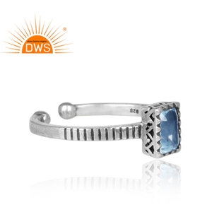 Attractive Blue Topaz Gemstone <b>Ring</b> Jewelry Wholesale Ethnic Design 925 <b>Sterling</b> <b>Silver</b> <b>Adjustable</b> Size <b>Ring</b> Jewelry Supplier - Product Image 3