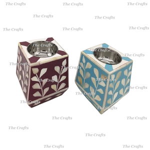 Juego de Dos Quemadores de Incienso Dukhoon de Forma Cuadrada en Madera y Mampostería, Quemador de Oud Mubkhar para Uso en Hoteles - Product Image 1