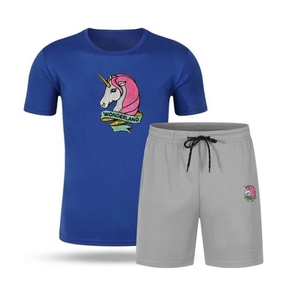 Hot Summer Hommes Logo Personnalisé T-Shirt Shorts Ensemble O-cou À Manches Courtes Sérigraphie Solide Motif Jersey Tissu Blanc - Product Image 6