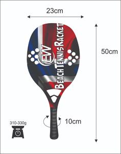 Raquettes de beach tennis avec face de 20 mm, poids de 310-330 g, longueur de 50 cm, poignée en fibre de carbone et filet en fibre de verre carbone - Product Image 2