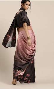 Saree estampado de satén para mujer, con diamante de Siroski saree, funciona en todas las Saras, con dori pieping, contraste de seda - Product Image 2