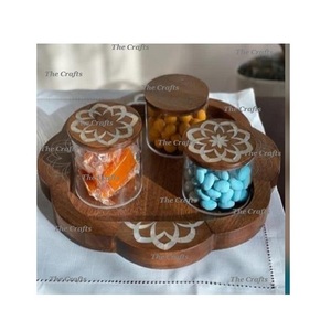 Fantastic Design Acrylic Jar with Wooden Lid and Decorative <b>Gift</b> Box Wooden Tray <b>Chocolate</b> Dry Fruits Sweets Storage Box in Bulk - Product Image 1