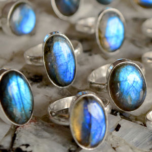 Bague en pierre précieuse naturelle pour homme, anneau en argent labradorite, superposition d'argent 925, prix de gros - Product Image 4