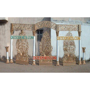 Decoración de escenario para boda, pilar de fibra dorada tallada, decoración de escenario - Product Image 1