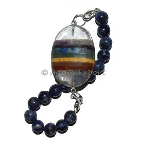 Bracelet de guérison des 7 chakras avec pierre d'agate, cristal et strass, style classique unisexe - Product Image 1