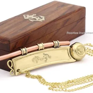 Solid Brass & Copper Boatswain (Bosun) Whistle with Rosewood Box CHW012