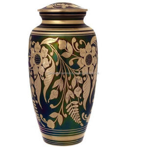 Urnas de cremación para adultos de latón de alta calidad con diseño de perlas y urnas funerarias de metal con acabado dorado para cenizas. - Product Image 2