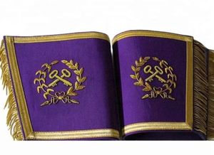 Ensemble de tablier de robe complète provinciale artisanale maçonnique fabriqué sur mesure avec des badges à coudre en cuir brodé à col magnétique - Product Image 2