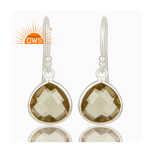 Boucles d'oreilles pendantes en argent fin pour femme, fabrication de bijoux, accessoires en topaze, citron naturel, pierre précieuse, 925g - Product Image 3