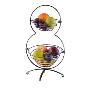 Corbeille à fruits en rotin Corbeille à fruits suspendue à 3 niveaux en acier inoxydable Corbeille à fruits pivotante en fil métallique - Product Image 4