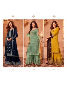 Conjunto de 3 piezas de bordado de diseño paquistaní, ropa de fiesta para boda, diseño indio a la moda, Sharara, Kameez, venta al por mayor - Product Image 5