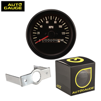 Meilleur compteur de vitesse mécanique vintage universel de 85 mm, 12 V/24 V, cadran noir, avec plage de mesure de 0 à 220 km/h/140 mph