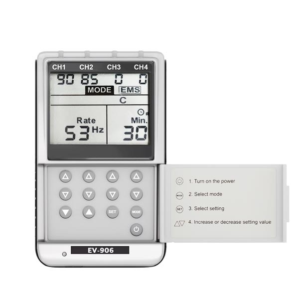 Taiwan EV-906 4-Channel Steel Muscle Stimulator Tens EMS Unit Physical Therapy Equipment for Pain Relief