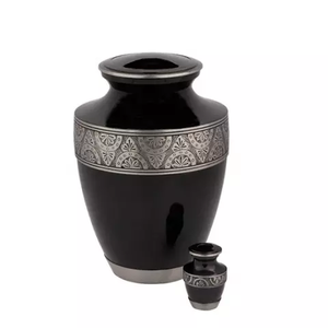 Urnas de cremación de hojas verdes grabadas, Metal conmemorativo, latón/aluminio, para adultos, estilo americano/europeo - Product Image 4