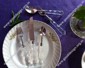 ชุดช้อนส้อมมีด้ามจับพลาสติกอะคริลิคดีไซน์304ทำจากสเตนเลส - Product Image 2