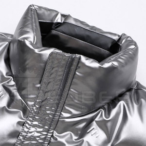 Shiny Winter Men's Long Sleeve Puffer Jacket Casual <b>Warm</b> <b>Waterproof</b> Breathable with Stand-Up Collar - Product Image 3