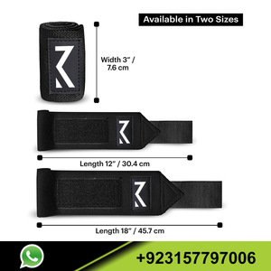 Wrist <b>Wraps</b> for Weightlifting 12 and 18 Inches Thumb Loops with Wrist Support for Gym Workouts Wrist <b>Wraps</b> <b>Black</b> - Product Image 3